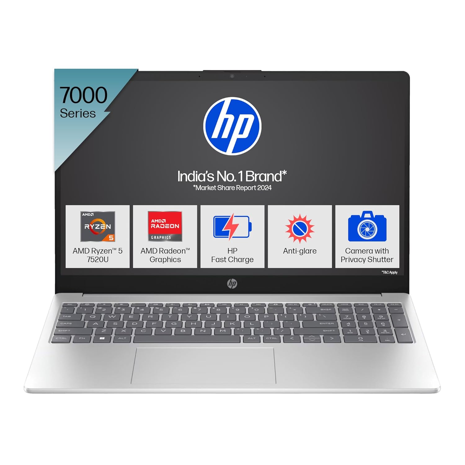 HP 15s-fc0155AU AMD Ryzen 5 7520U (8GB LPDDR5, 512GB SSD)