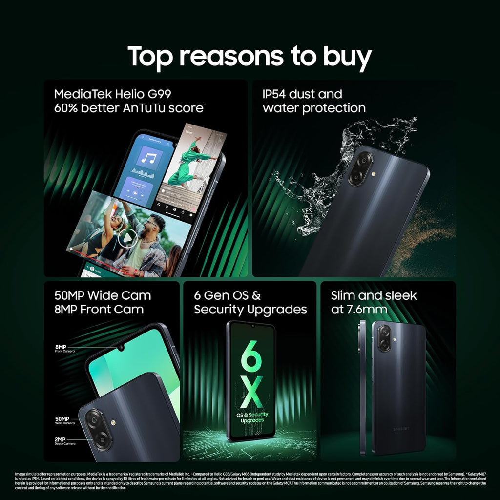 Samsung Galaxy M07 (Black, 4GB RAM, 64GB Storage)